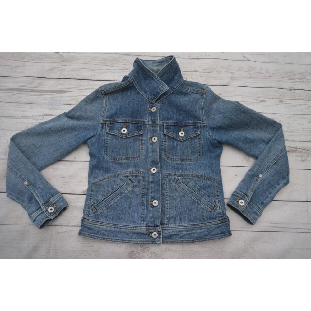 Anthropologie Pilcro Letterpress Women Small Blue Denim Jean Jacket